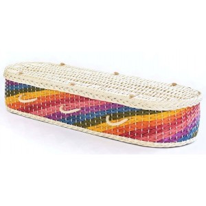 English Spring Meadow Wicker / Willow (Oval) Coffin – Creamy White & Shining Rainbow